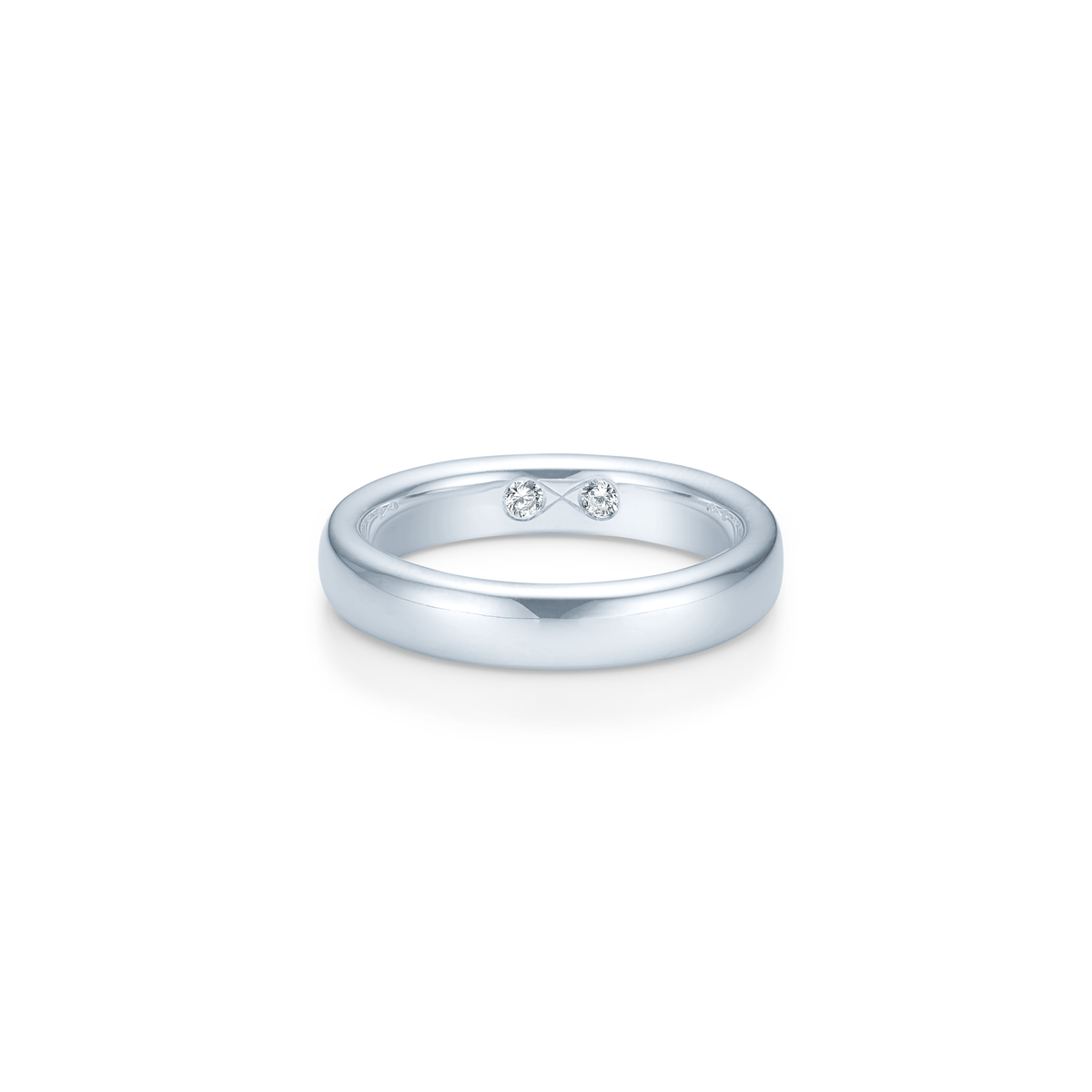 Mens Medium Eternity Band i hvitt gull med to diamanter på innsiden