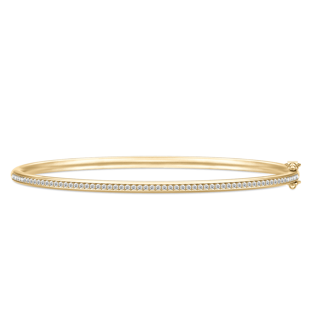 Infinity armbånd fra Julie Sandlau i forgylt sølv - åpen bangle besatt med en linje av facettslipte klare zirkonia, sett fra siden