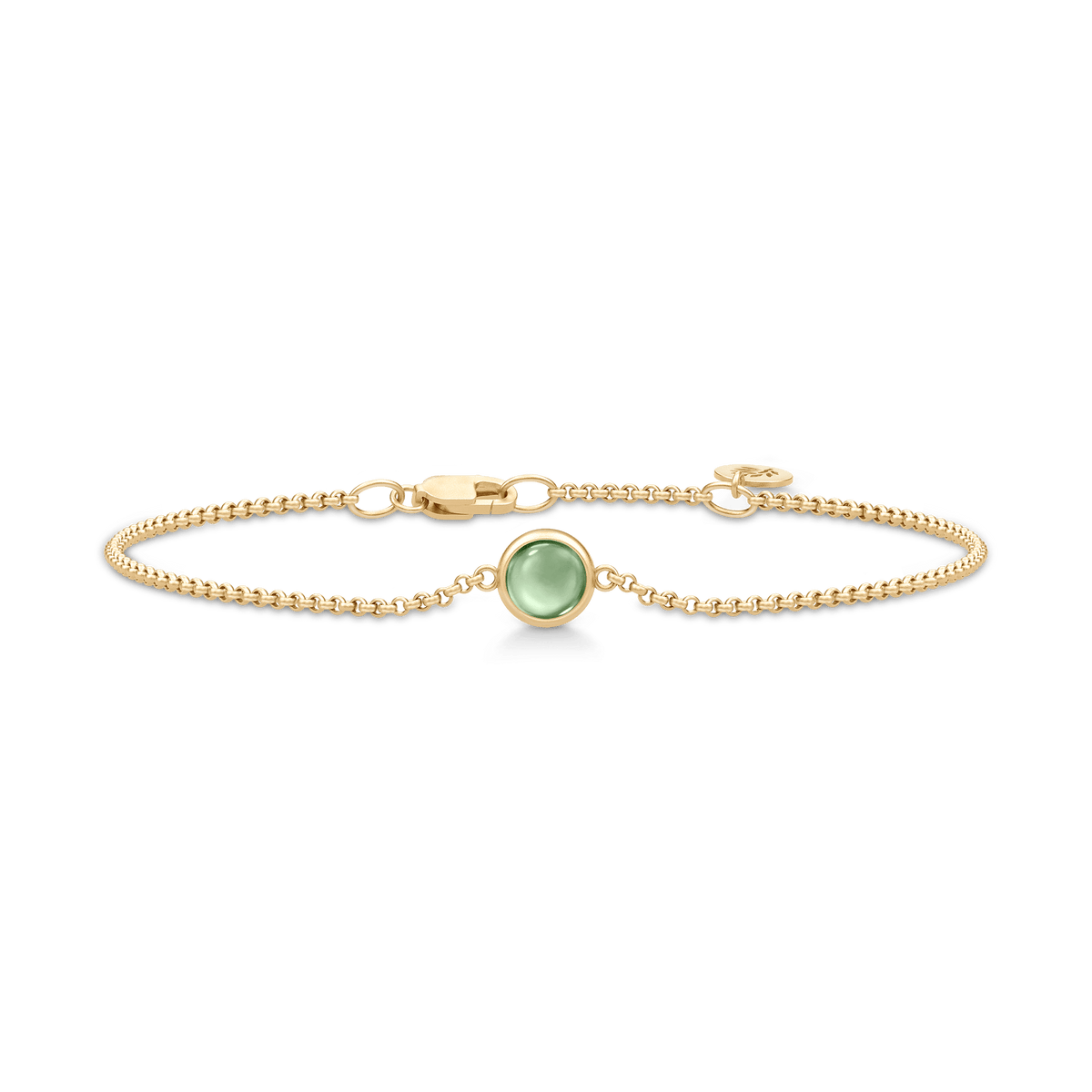 Primini armbånd fra Julie Sandlau i forgylt sølv med lys mintgrønn cabochon-krystall