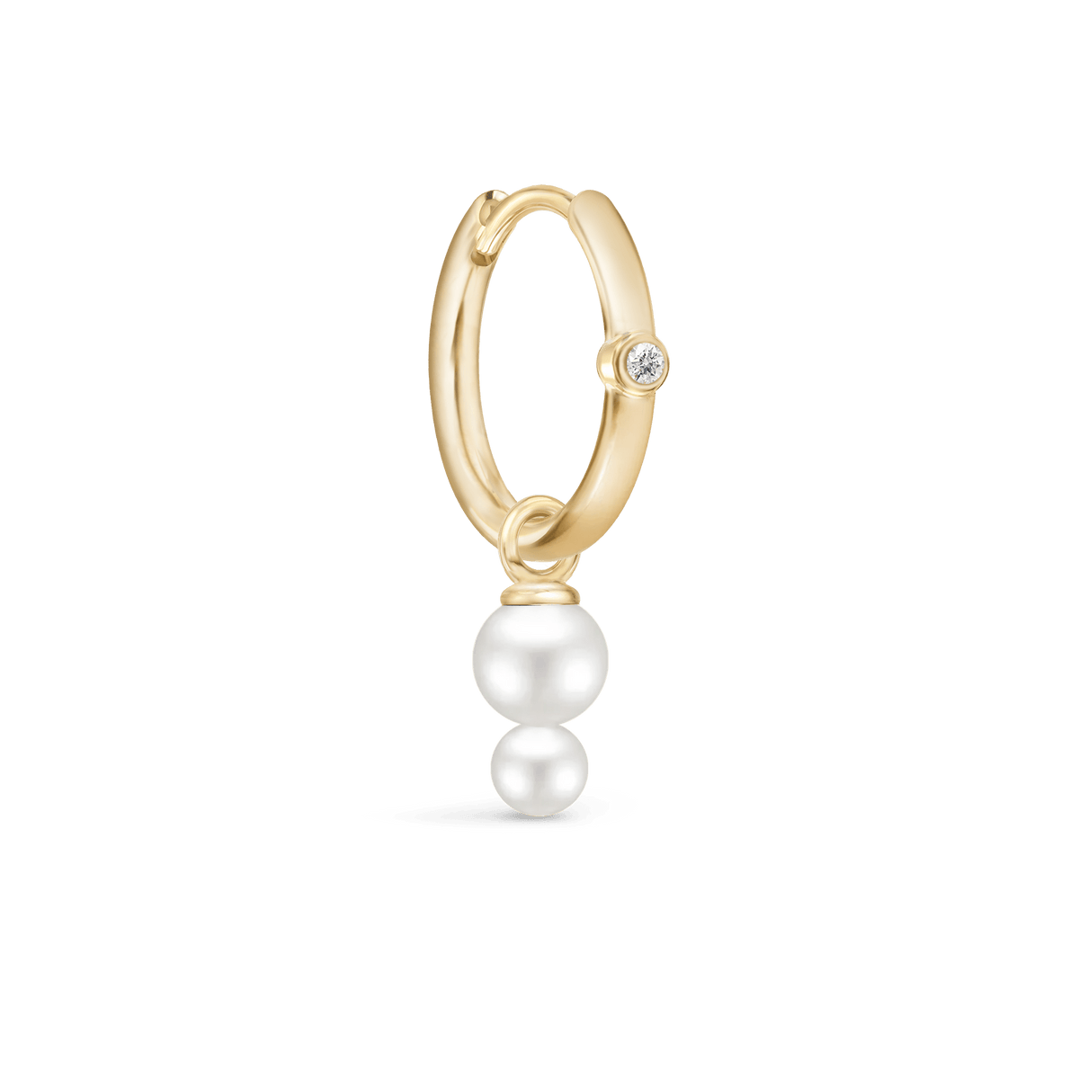 Purity Medium and Eden Look: gullcreol med diamant og to hengende ferskvannsperler