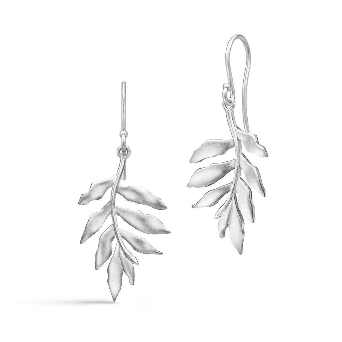 Tree Of Life Earrings, satinrhodinerte øreringer med bladformet Tree of Life-design