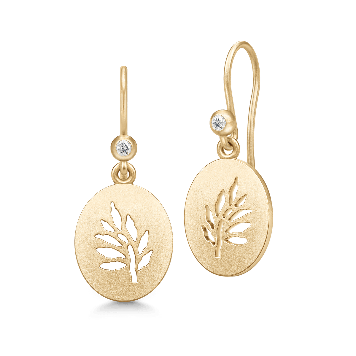 Tree of Life Signet Earrings i forgylt sølv med Tree of Life-motiv