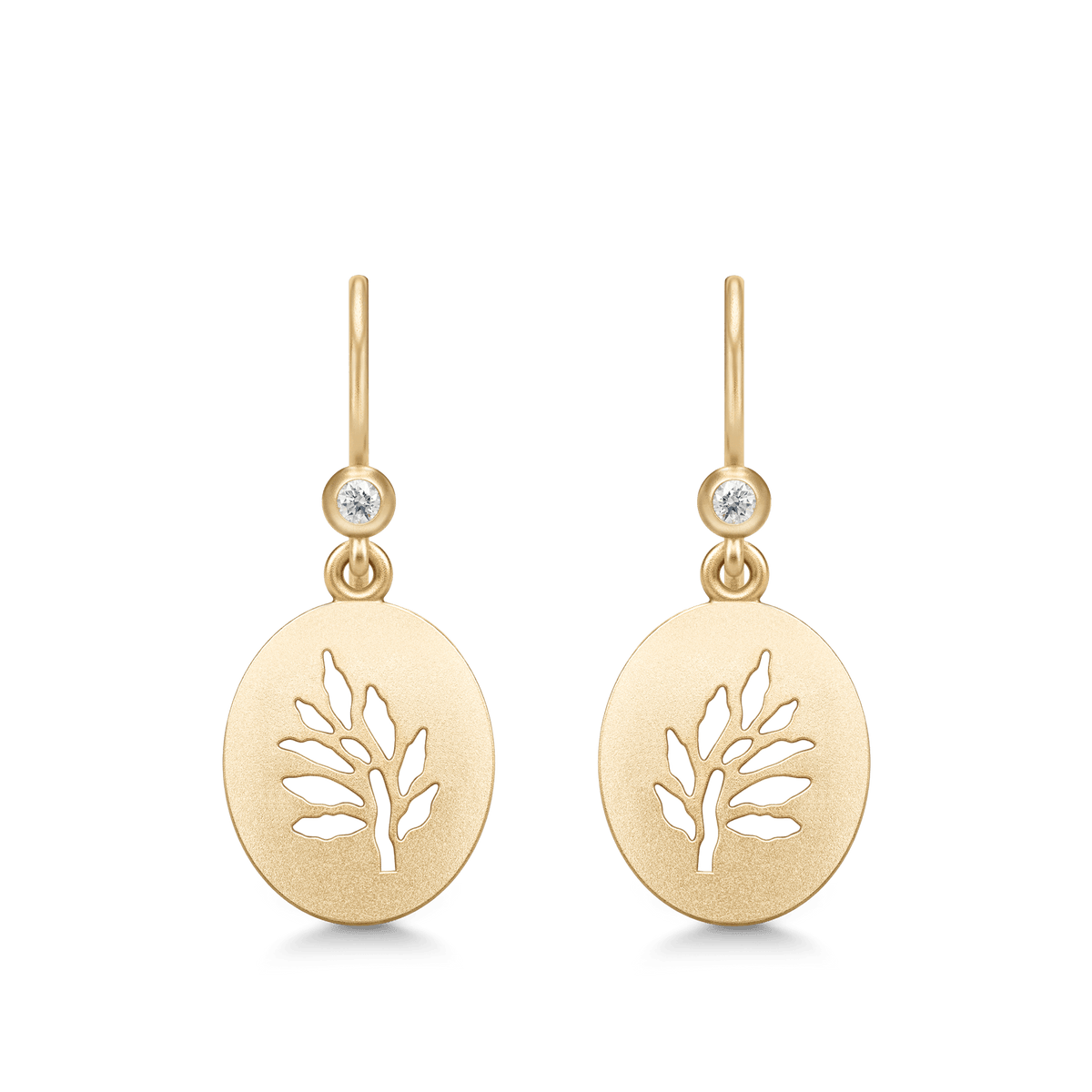 Tree of Life Signet Earrings i forgylt sølv med klar zirkonia på kroken
