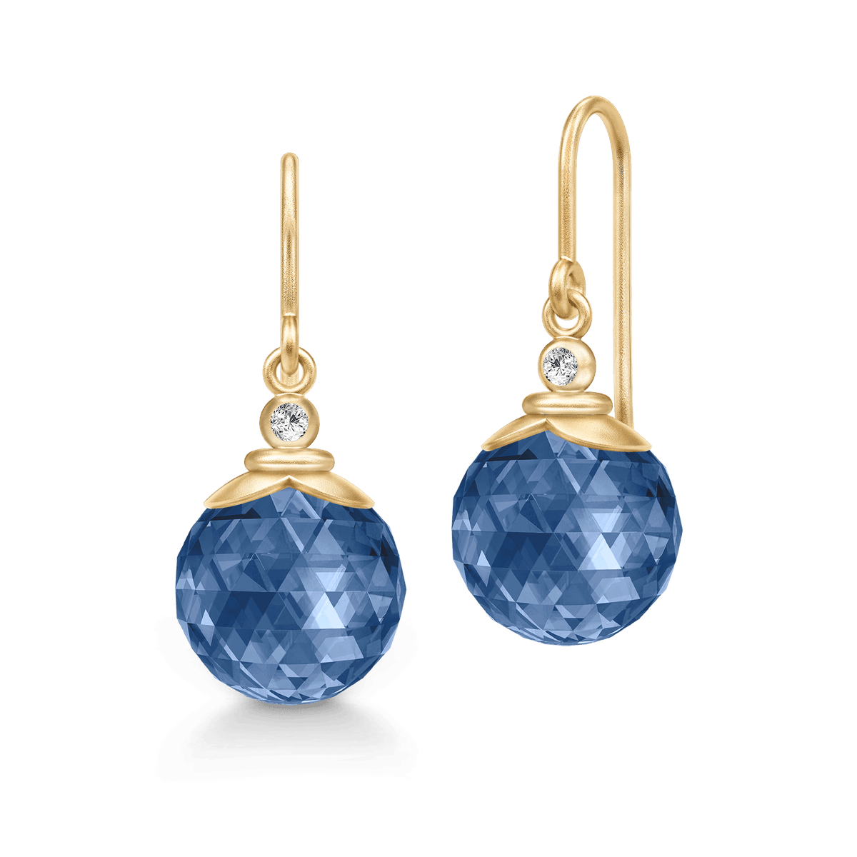 Berry Earrings med facettslipt blå krystall og cubic zirconia i forgylt sølv