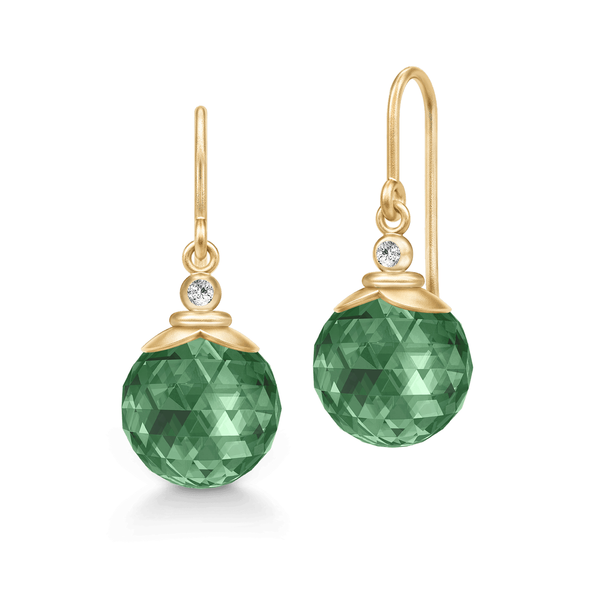 Berry Earrings med facettslipt grønn krystall og cubic zirconia i forgylt sølv