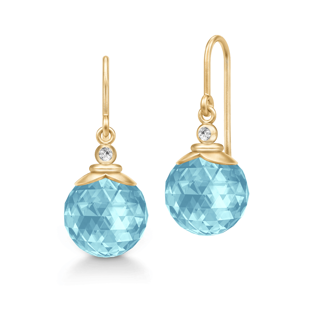 Berry Earrings med facettslipt lyseblå krystall og cubic zirconia i forgylt sølv