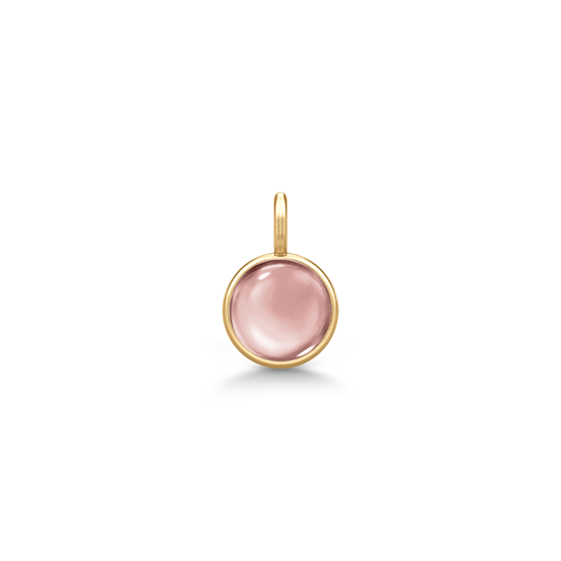 Little Prime Pendant i gult gull med rosa cabochon-krystall, produktbilde