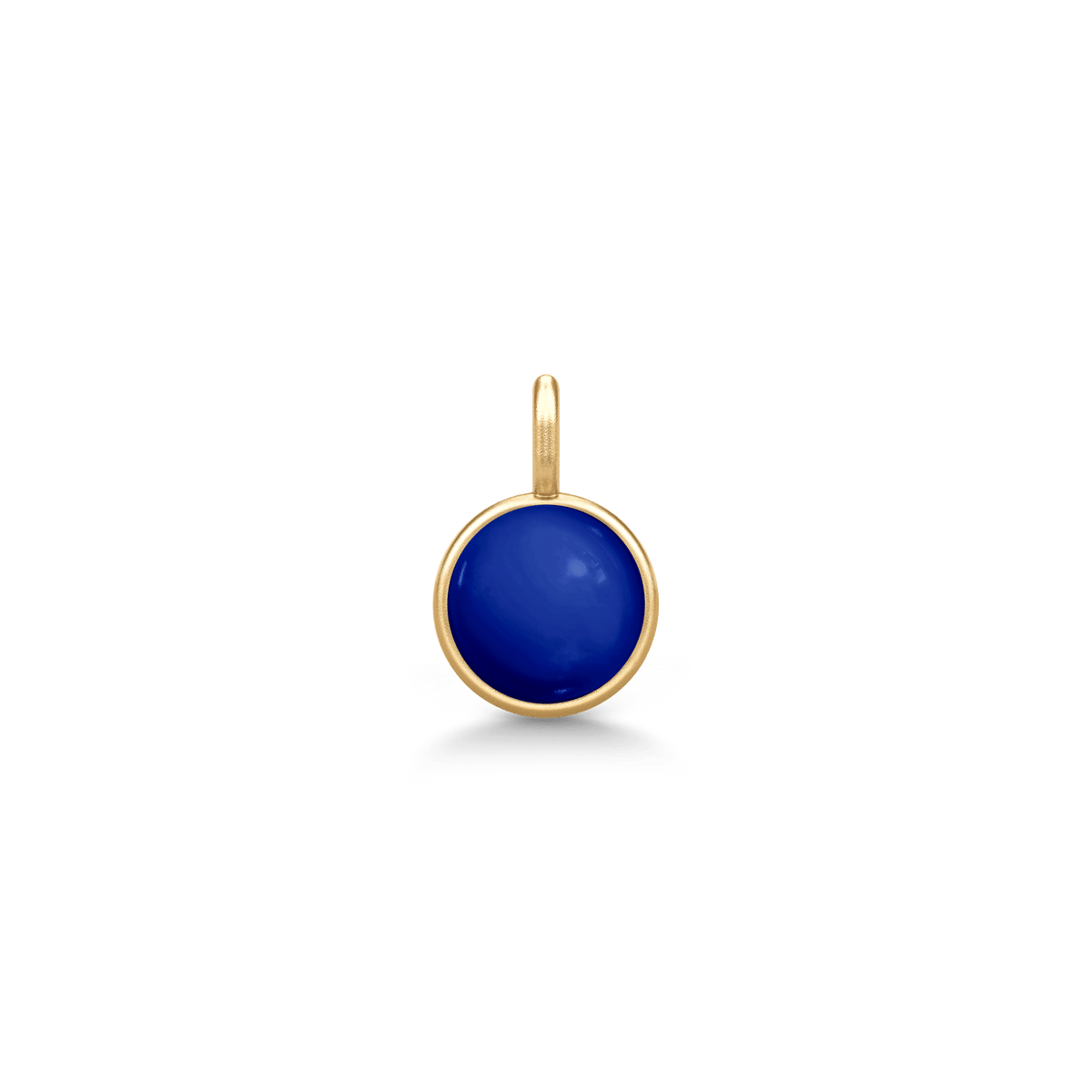 Little Prime Pendant i gult gull med kornblomstblå cabochon-krystall, produktbilde