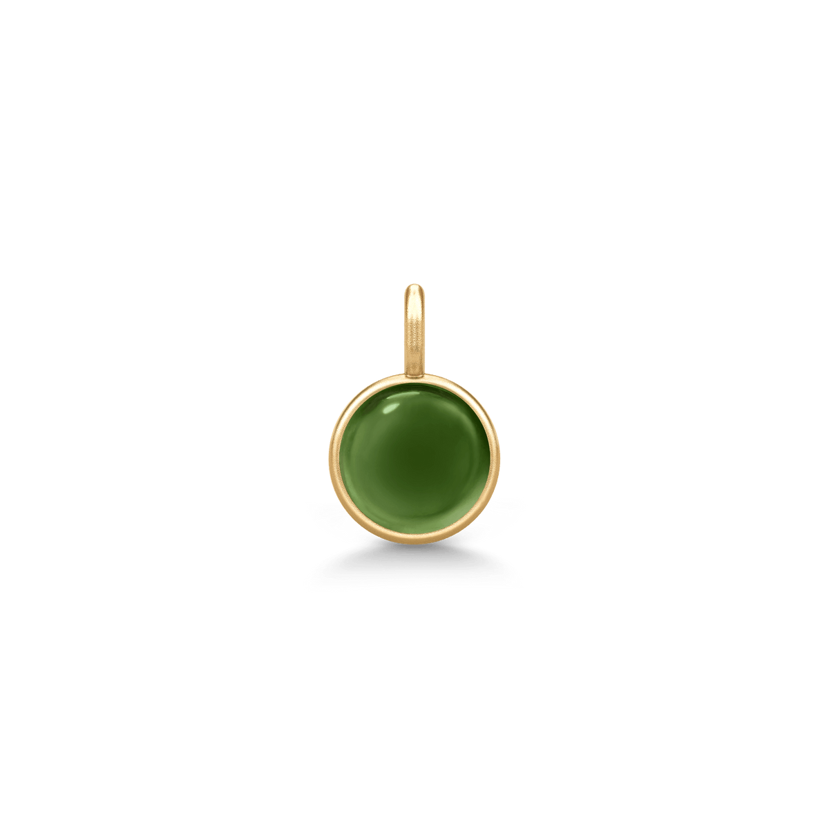 Little Prime Pendant i gult gull med grønn cabochon-krystall, produktbilde