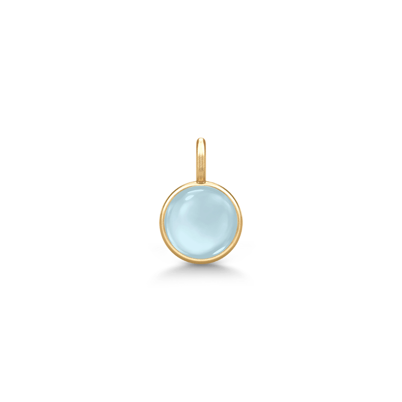 Little Prime Pendant i gult gull med lys blå cabochon-krystall, produktbilde