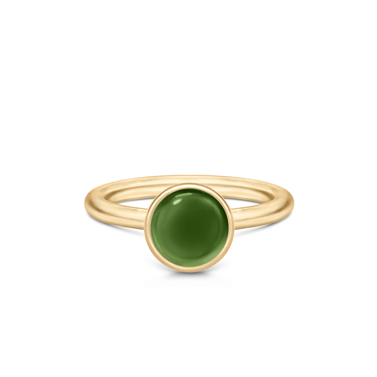 Primini ring fra Julie Sandlau i forgylt sølv med grønn cabochon-krystall