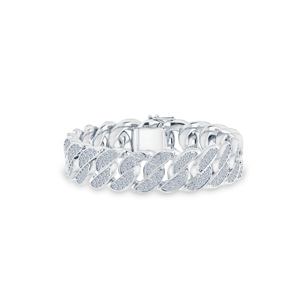 Curb Diamond Bracelet 14mm - pavésatt diamantarmbånd i 18 karat hvitt gull