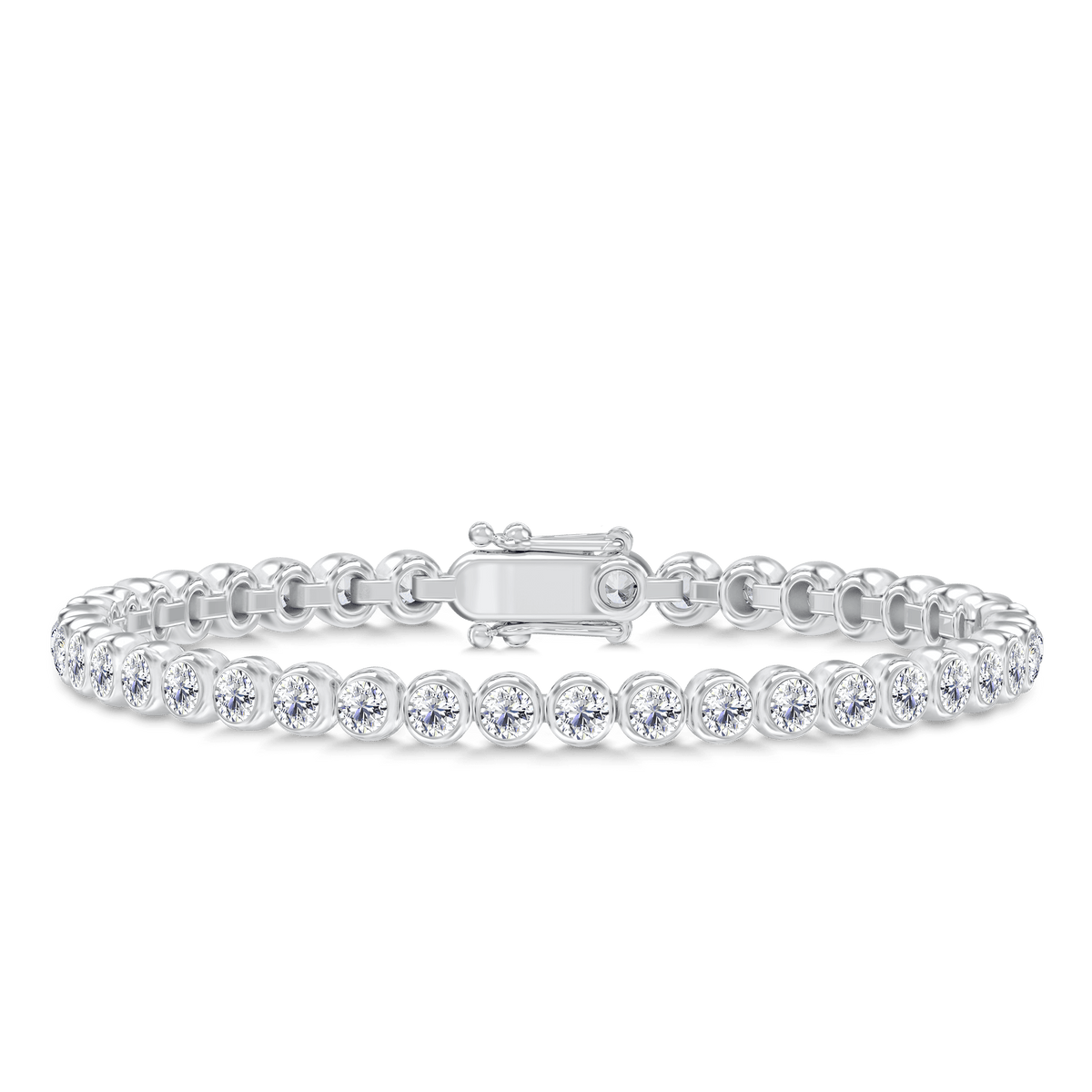 Lumi armbånd i hvitt gull med runde briljantslipte diamanter i lukket kantfatning, tennisarmbånd-stil