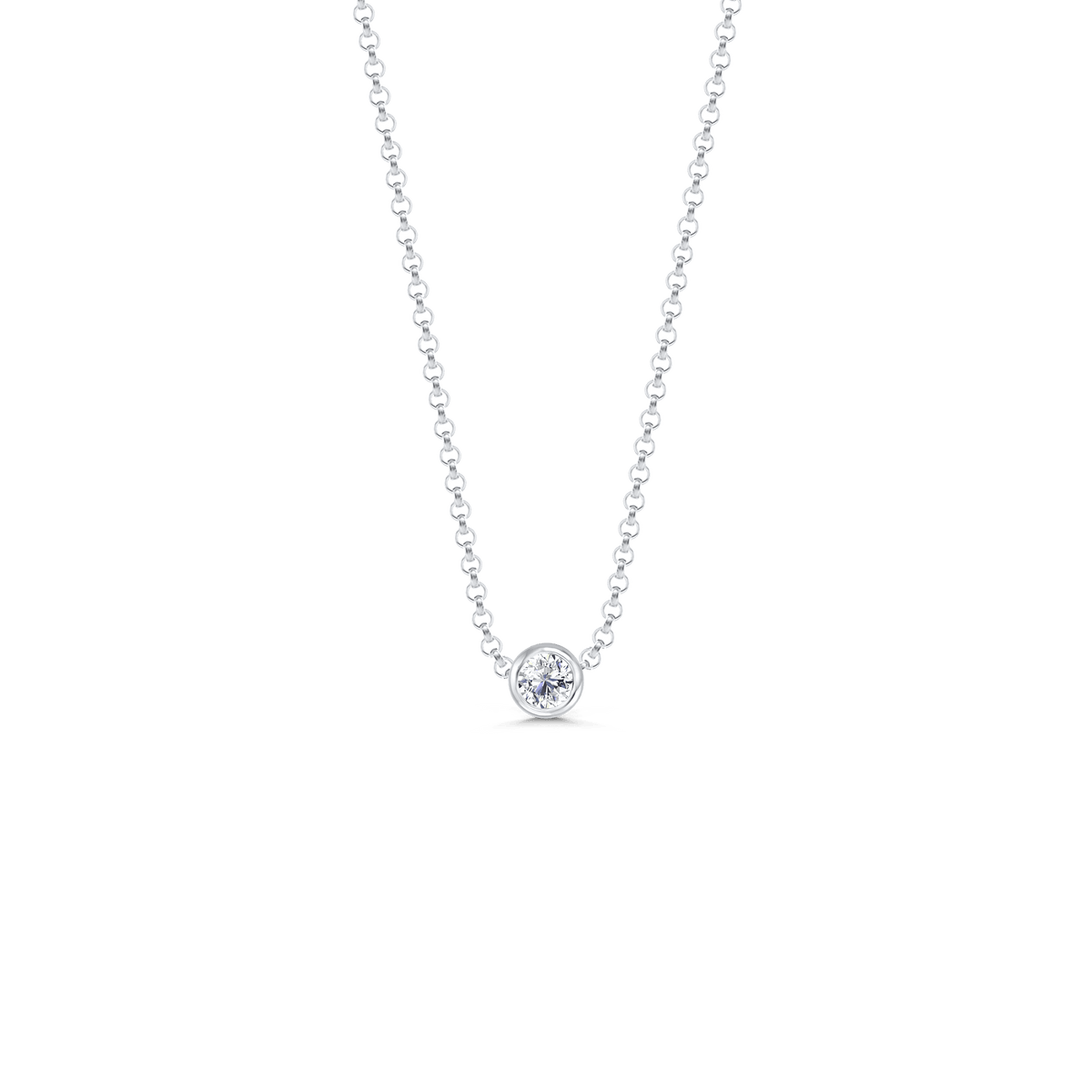 Luster Necklace i hvitt gull med diamant på ankerkjede, produktbilde