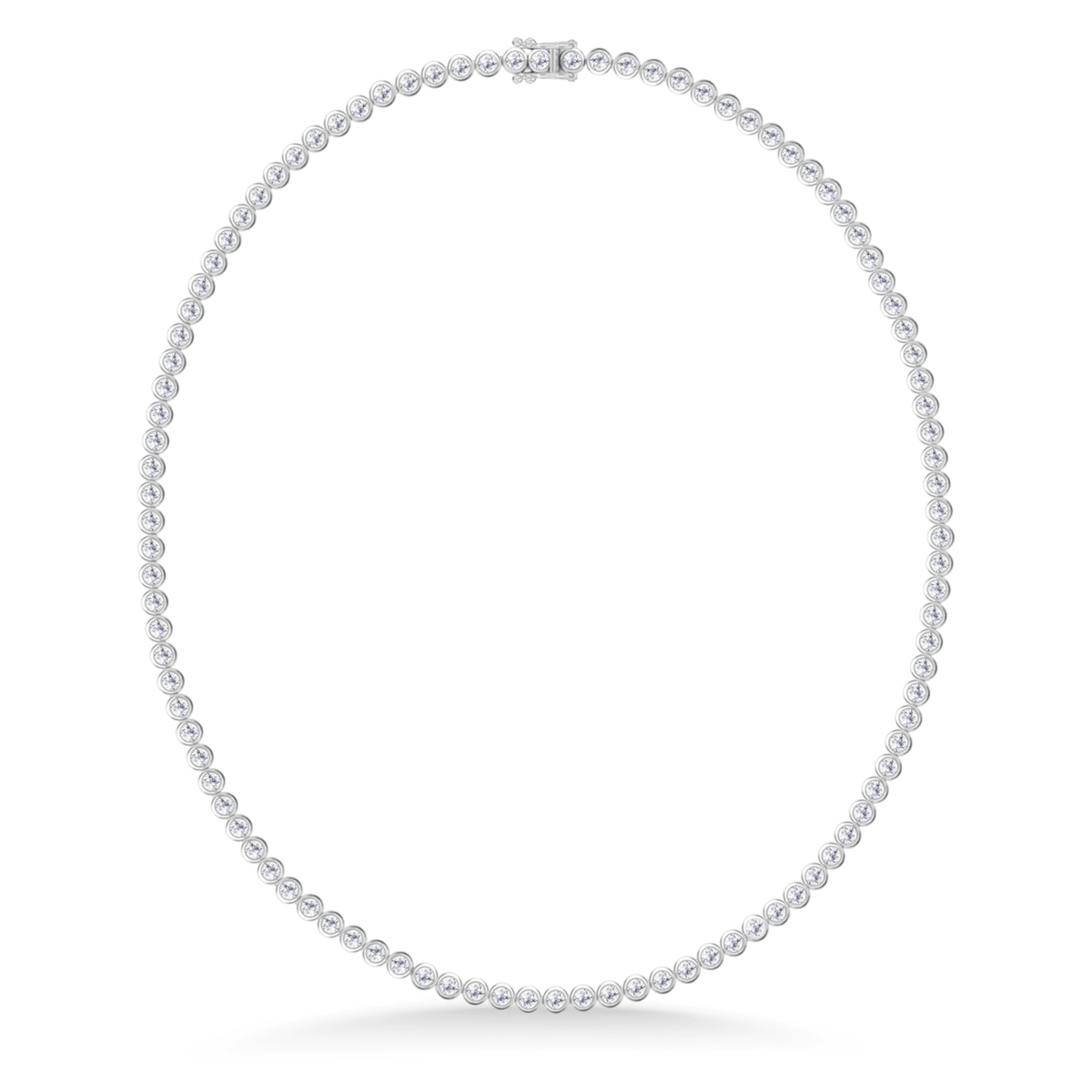 Lumi collier i hvitt gull, tennis-halskjede med rundslipte diamanter i lukket rund fasong