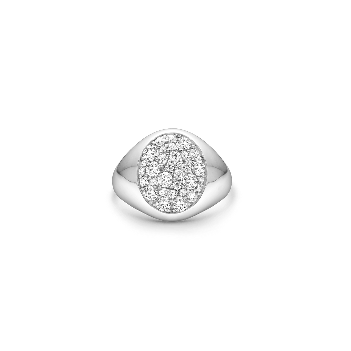 Multipavé Signetring i 18K hvitt gull med pavésatte diamanter