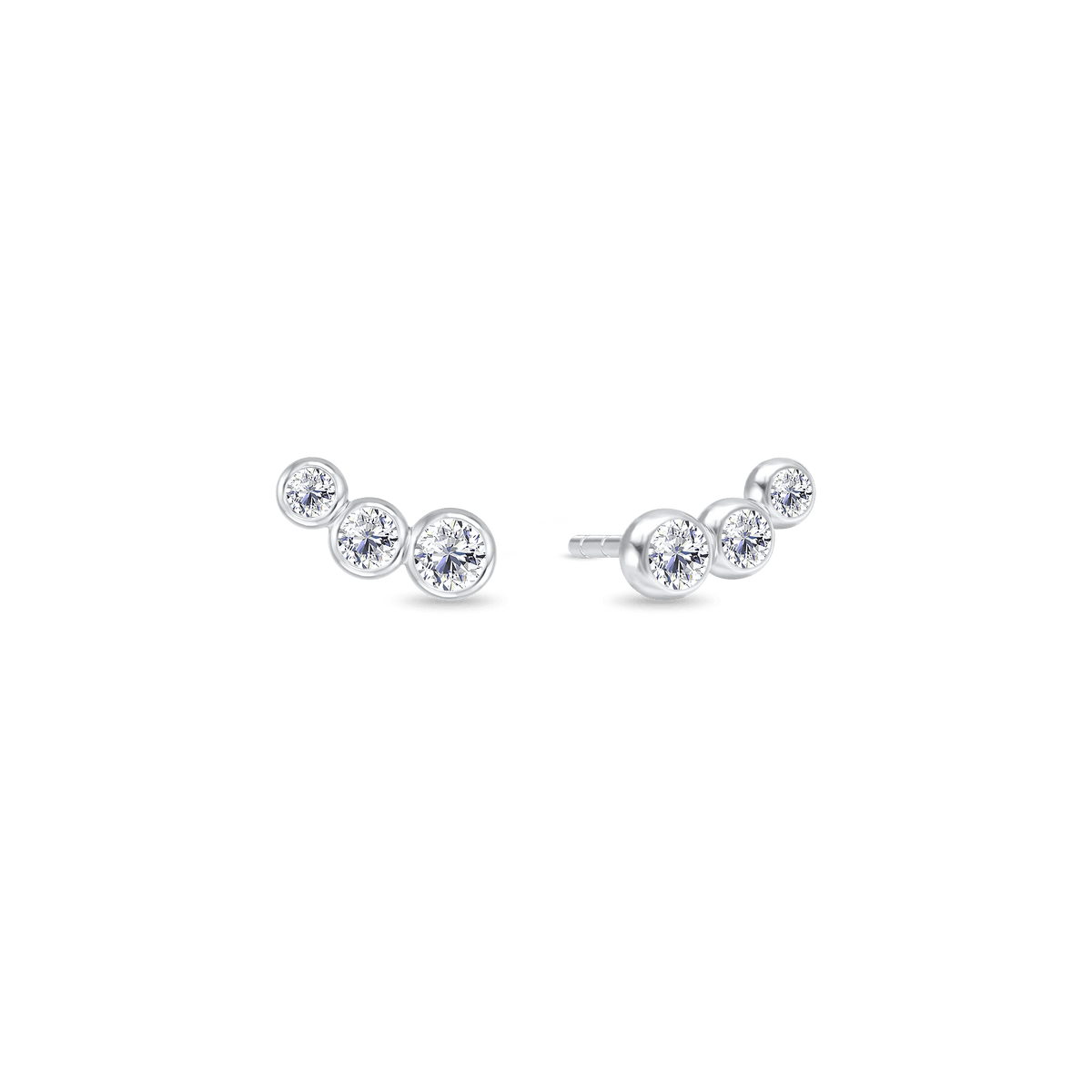 Lumen Earstud i hvitt gull med tre briljantslipte diamanter