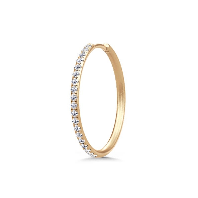 Lulia Hoops Large, stor rund øredobb med diamanter i gult gull, enkeltbilde