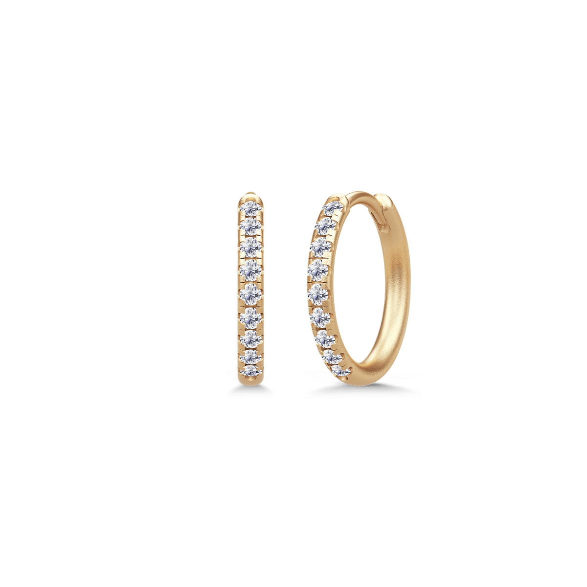 Par Lulia Hoop Medium creoleringer i 14K gull med pavésatte diamanter