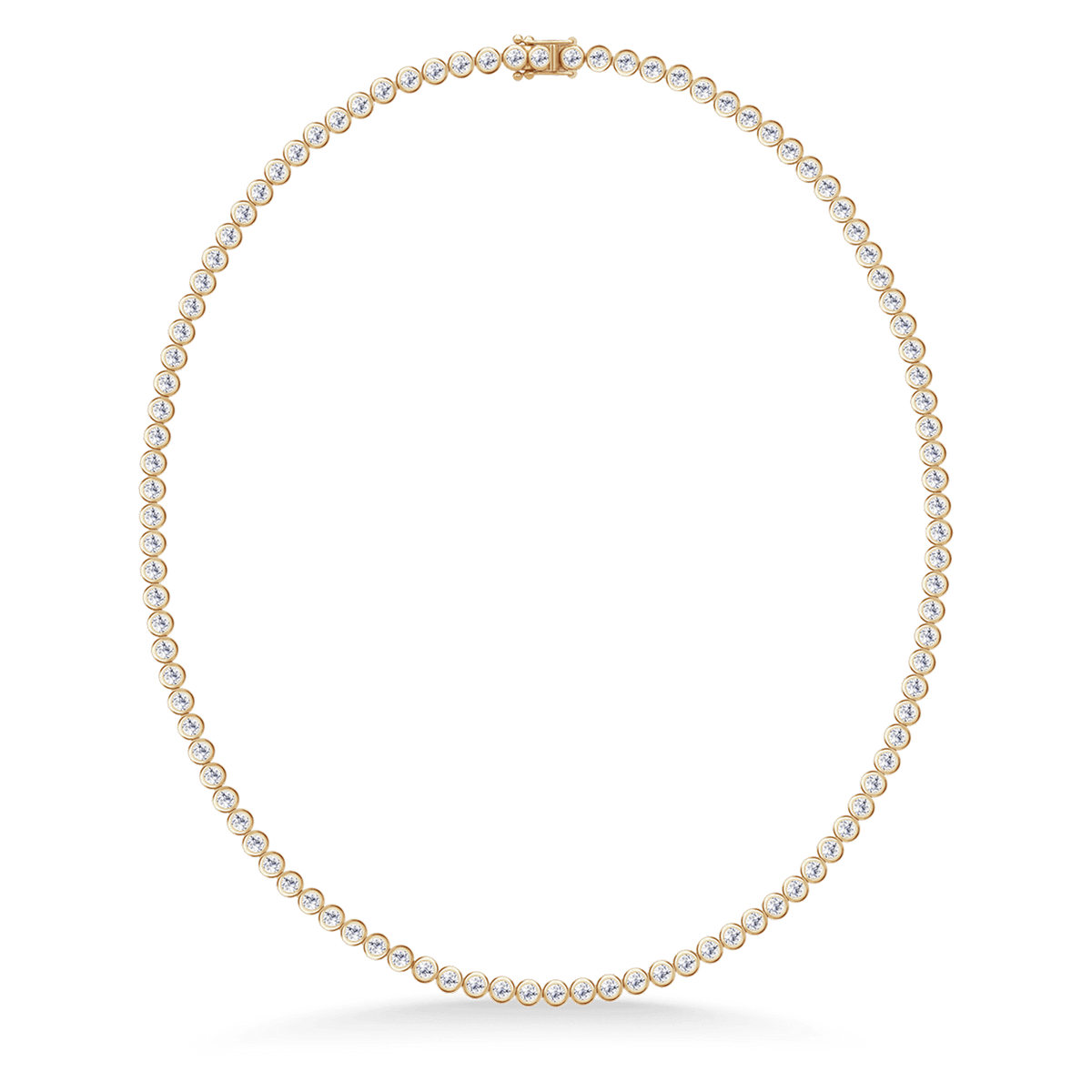 Lumi Collier i gult gull med runde, diamantbesatte rørfatninger, produktbilde
