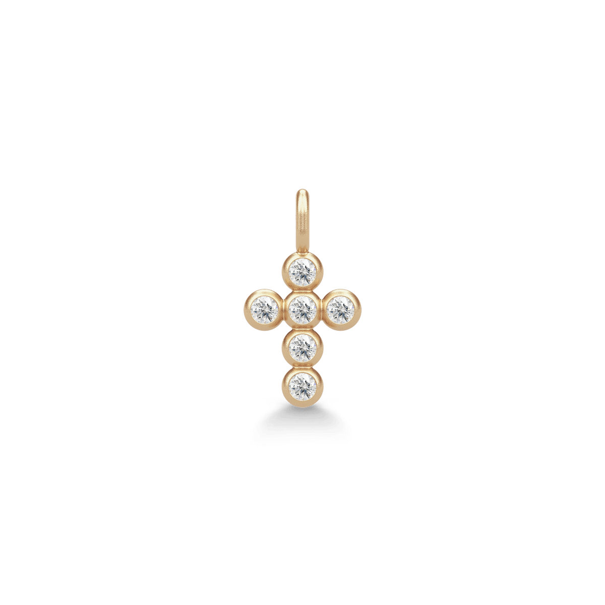 Diamond Cross Pendant – gullkors med runde diamanter, forfra
