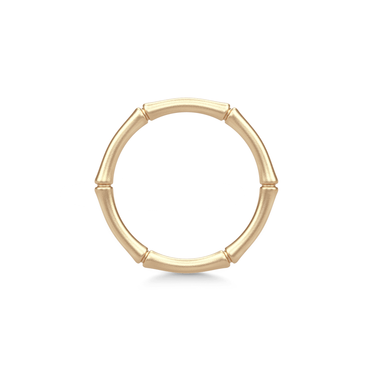 Bamboo Ring Small i 14K gull med bambusinspirert struktur, sett forfra