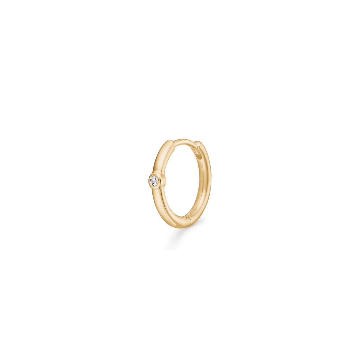 Purity Medium Hoop ørering i 14K gull med diamant, enkelt creol sett forfra