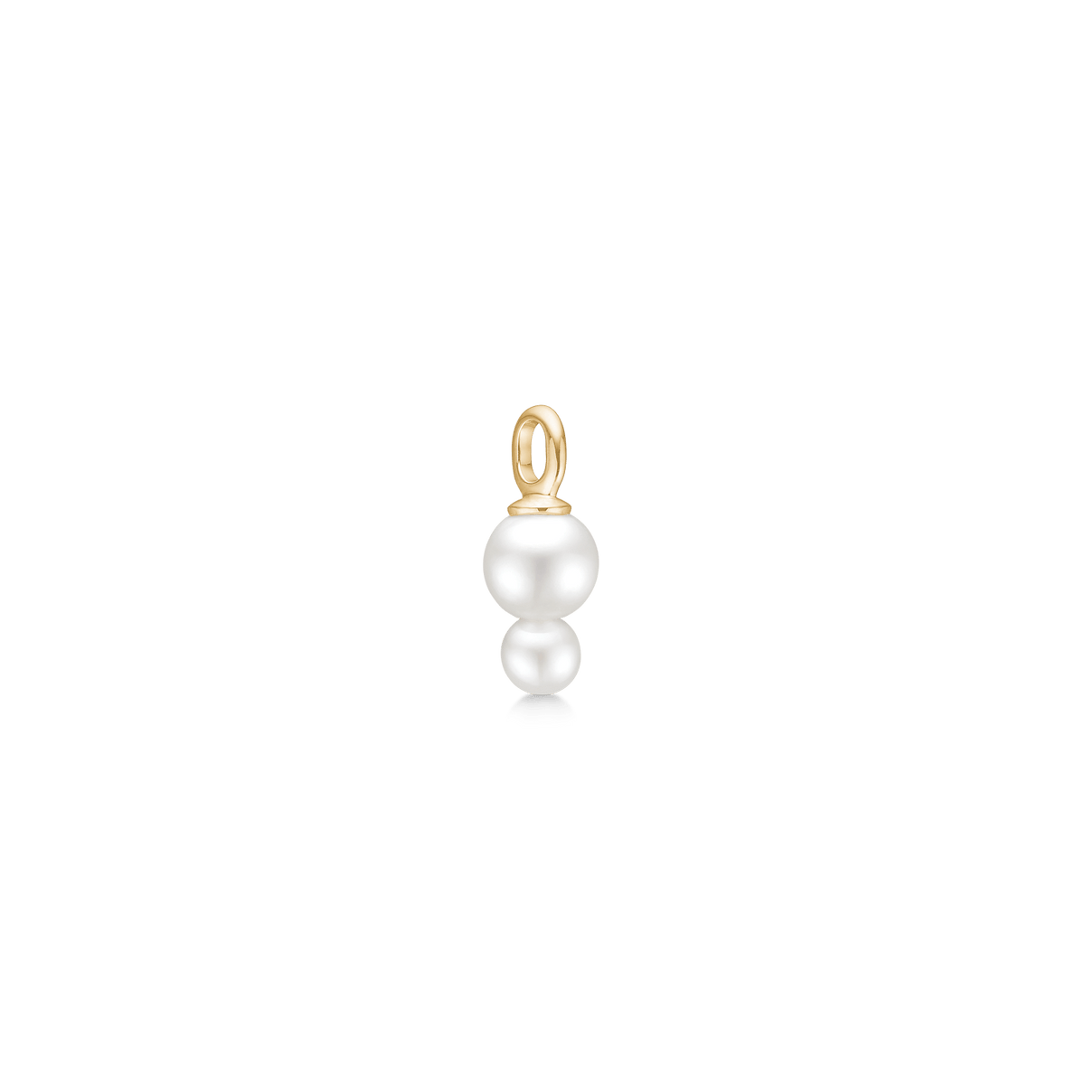 Eden Pendant White Pearl i 14K gull med to stablede perler, sett fra siden