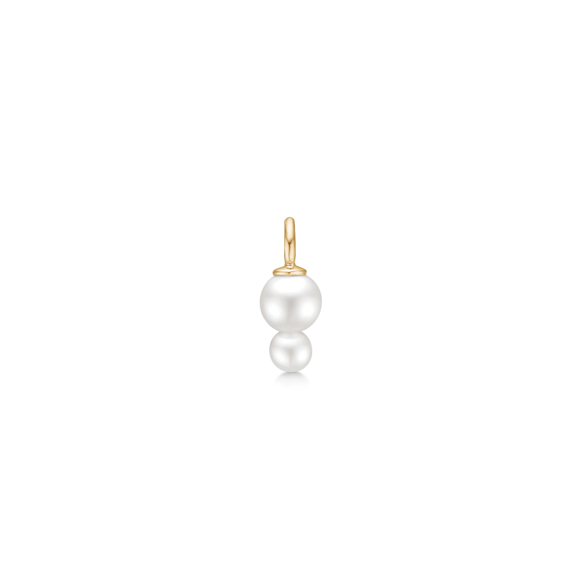 Eden Pendant White Pearl i 14K gull med to stablede perler, sett forfra