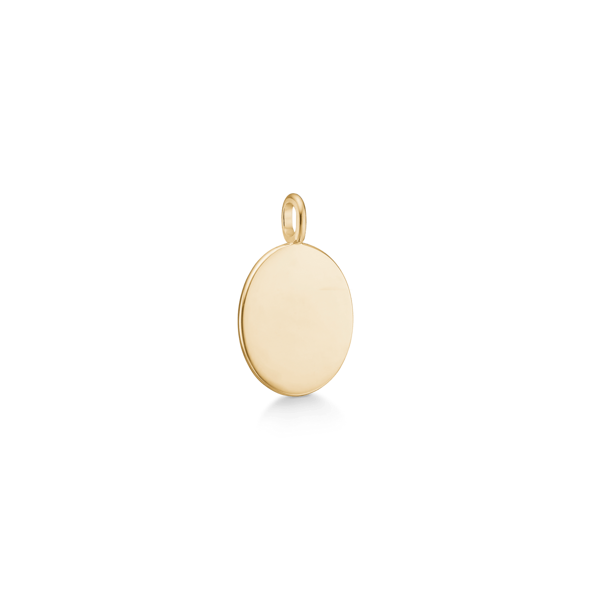 Classic Signet Pendant, blankt ovalt anheng i 14K gull, sidevinkel