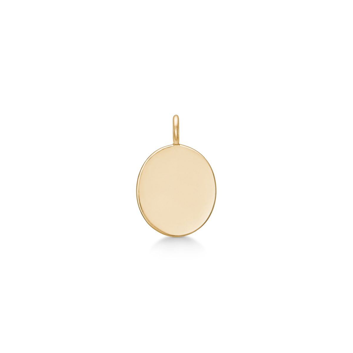 Classic Signet Pendant, blankt ovalt anheng i 14K gull til gravering, forfra