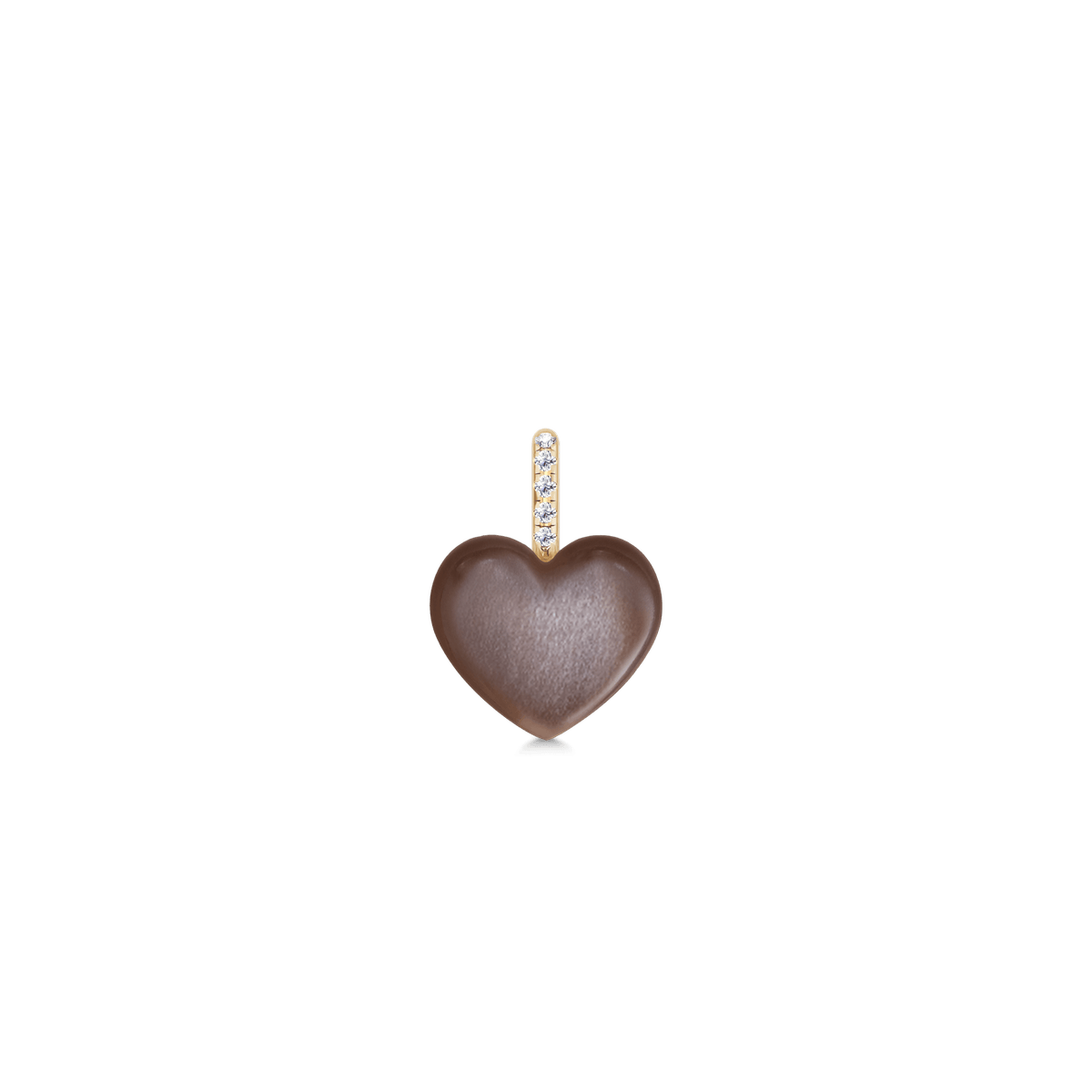 Luna Love Pendant i gull med Chocolate Moonstone-hjerte og diamantbesatt bøyle, produktbilde