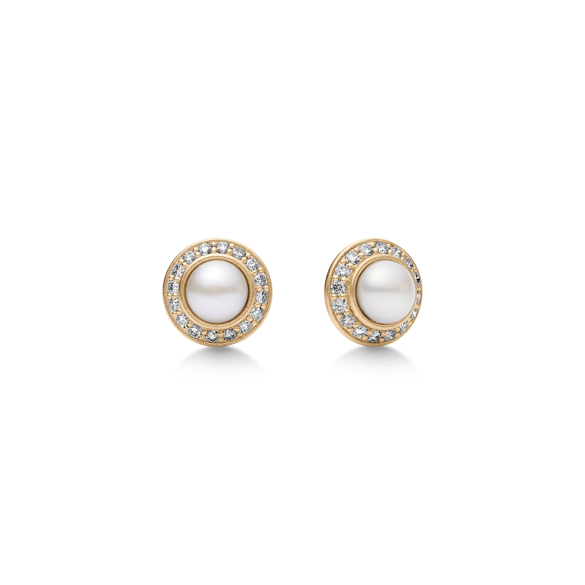 Elaine Earstuds i 14K gull med diamanter og ferskvannsperle