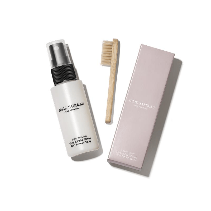 Jewelry Clean & Care Sett fra Julie Sandlau – rensespray, trebørste og emballasje