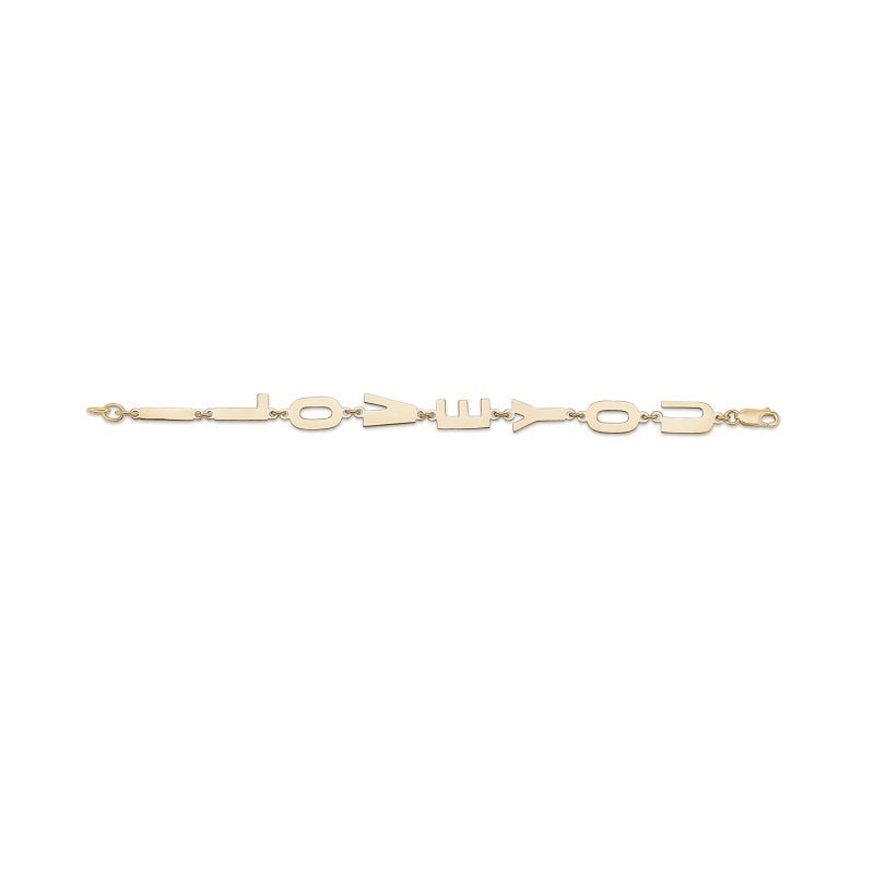 I Love You armband i 14K gull med bokstavledd som staver I Love You