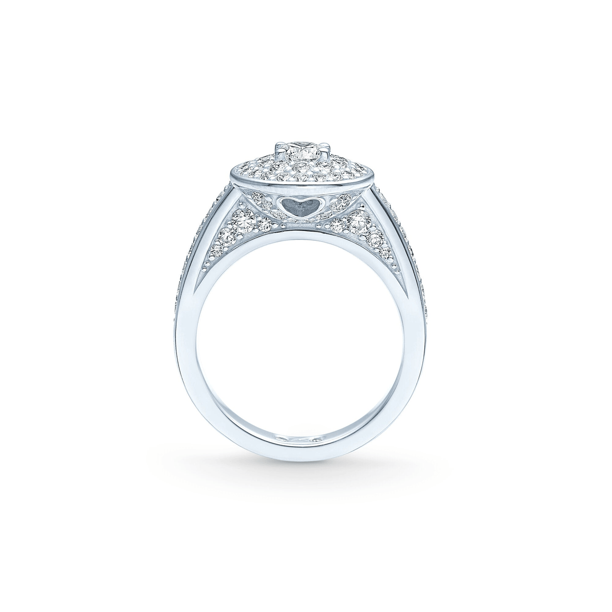 Eternity diamantring i hvitt gull, sidevisning med pavebesatte diamanter