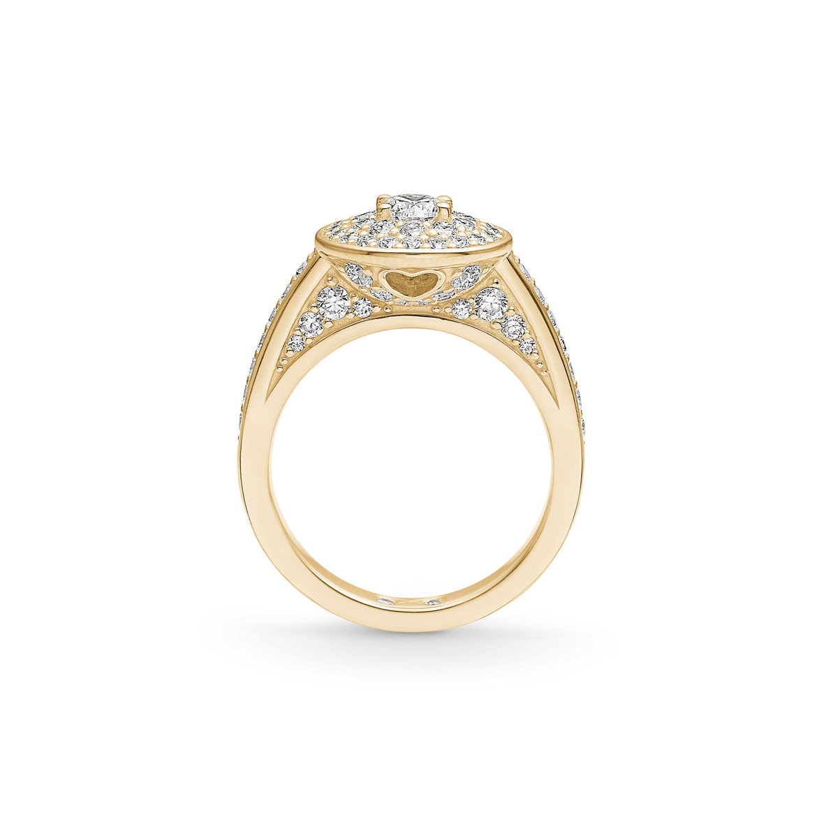 Eternity Diamond forlovelsesring 1,29 ct. fra Julie Sandlau sett fra siden med hjertedetalj under steinen.
