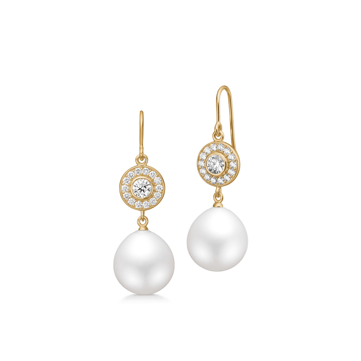 Heritage Earrings med Elegance Perledråper i gult gull, produktbilde