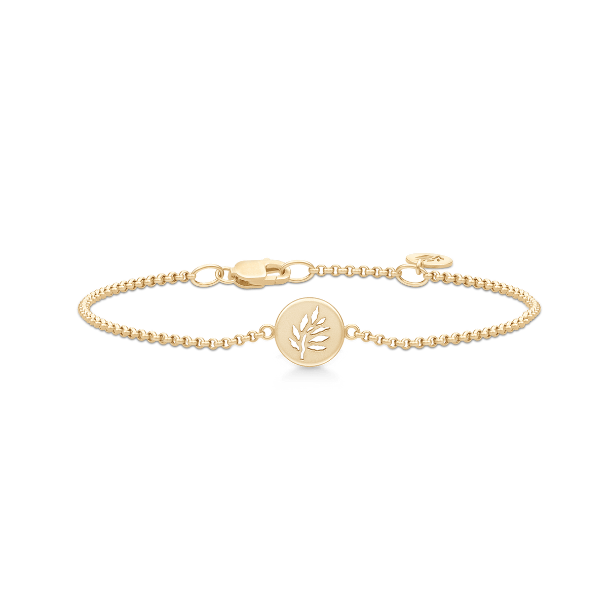 Signature Armbånd i forgylt 925 sterling sølv med rundt anheng formet som gren/blad, produktbilde.