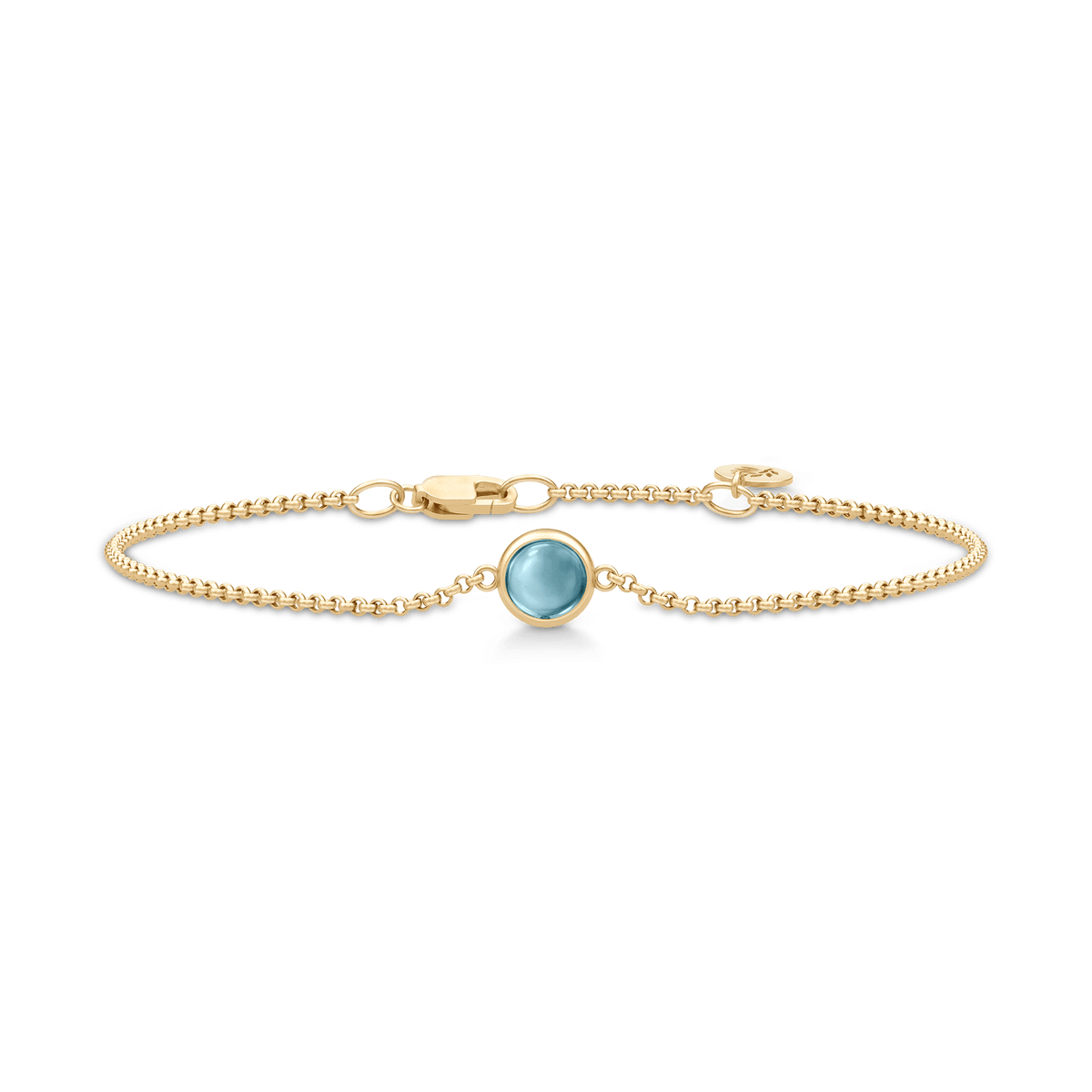 Primini armbånd fra Julie Sandlau i forgylt sølv med himmelblå cabochon-krystall