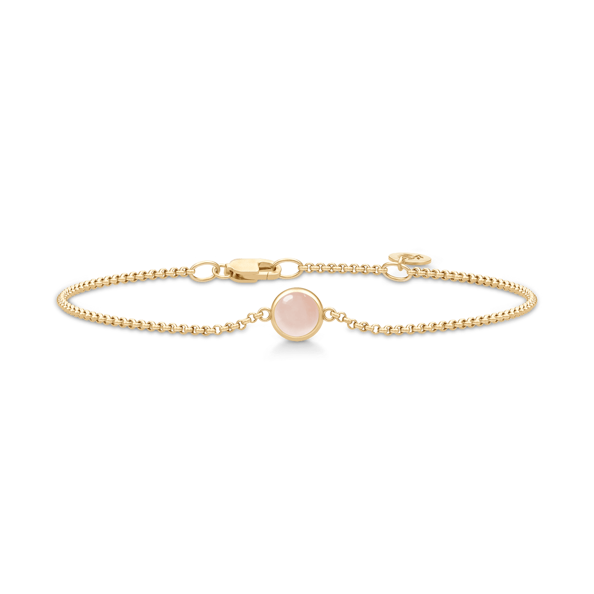 Primini armbånd fra Julie Sandlau i forgylt sølv med lyserosa cabochon-krystall