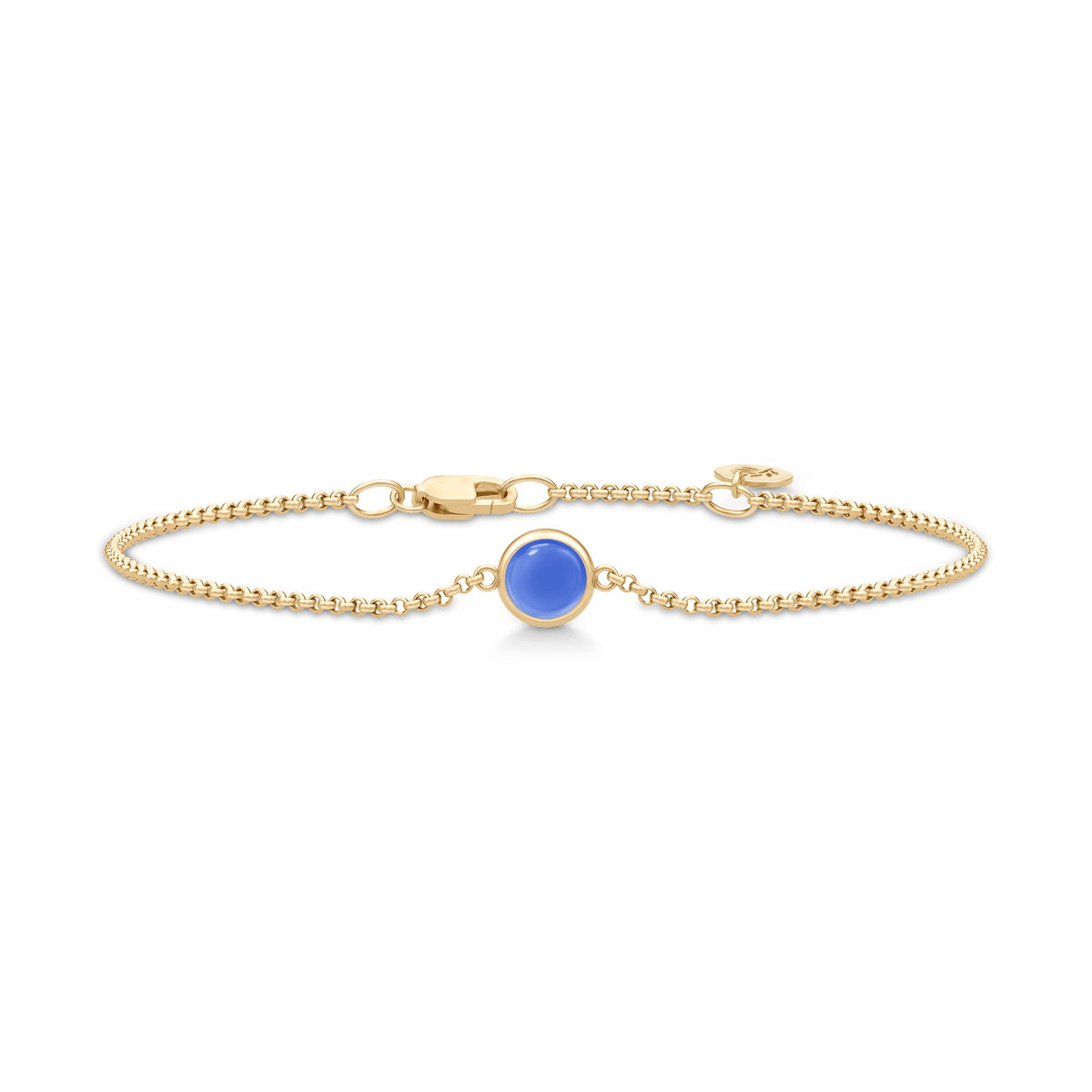 Primini armbånd fra Julie Sandlau i forgylt sølv med lys periwinkleblå cabochon-krystall