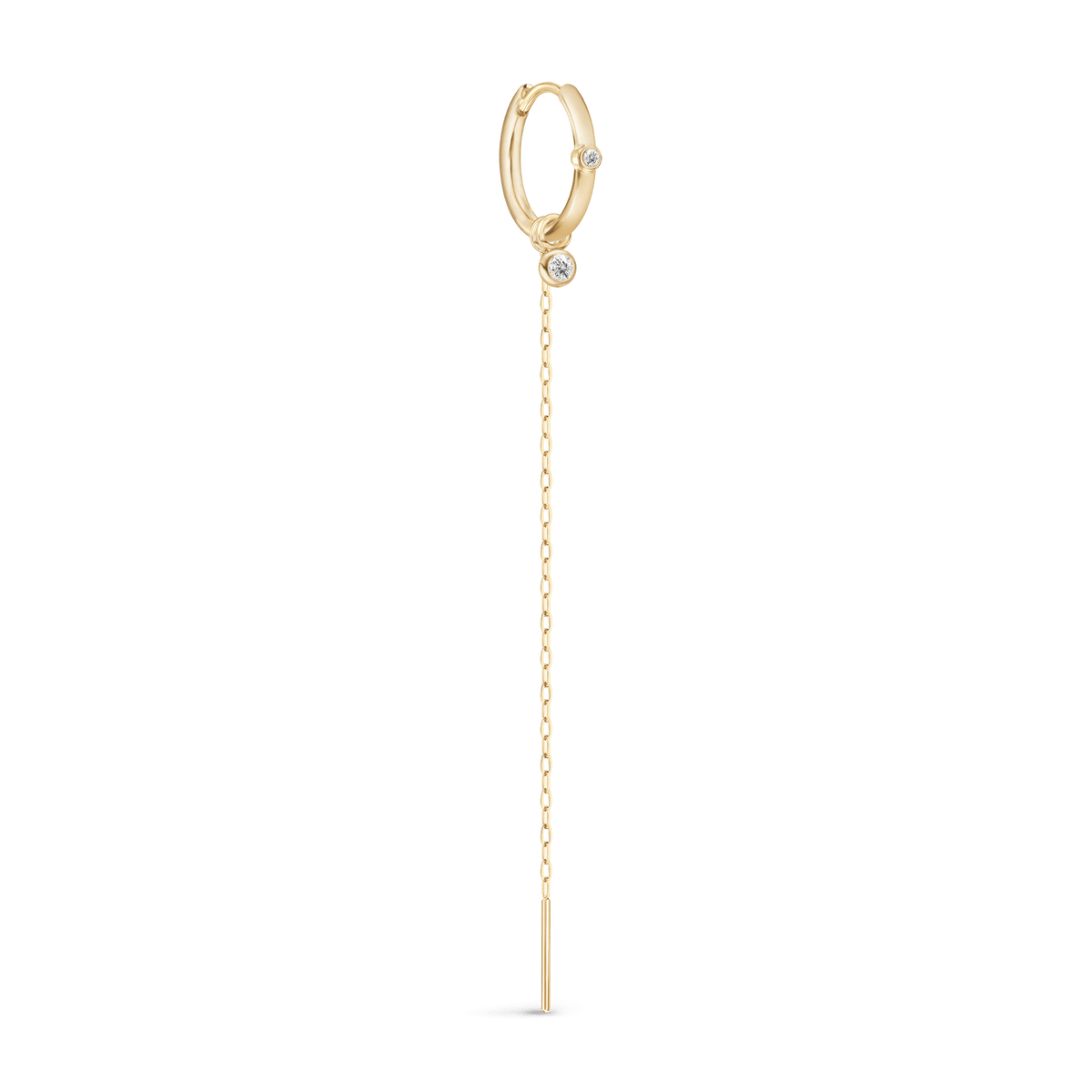 Purity gulløredobb med hoop, stein og hengende kjede fra Purity Medium Chain Look