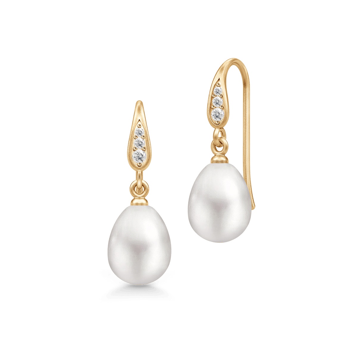 Ocean Earrings, forgylte øredobber med ferskvannsperler og klare zirkonia