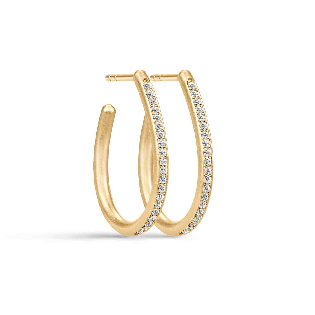 Infinity Pear Hoops i forgylt solv med facettslipte zirkoner