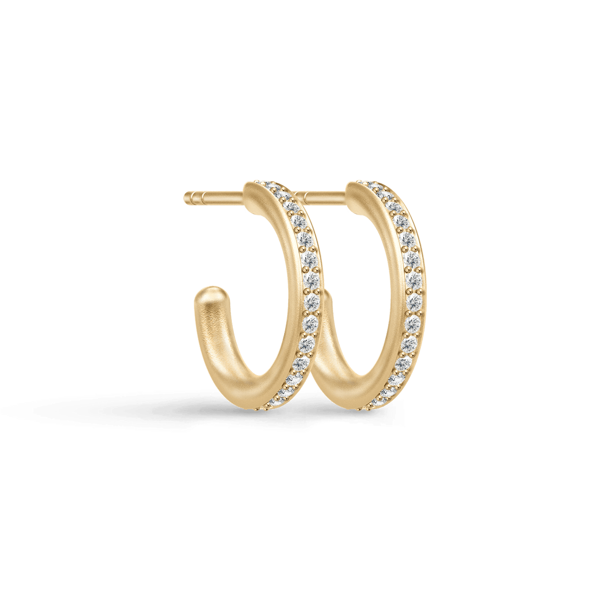 Infinity Hoop Small Earring i forgylt sølv med facettslipte zirkonia