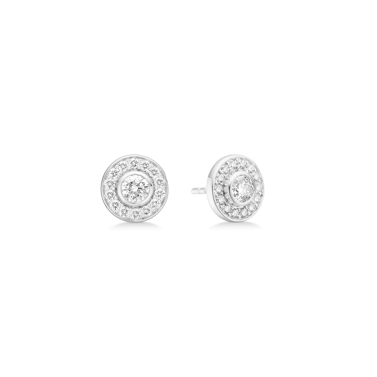 Heritage Earstuds i 18K hvitt gull med diamanthalo, produktbilde