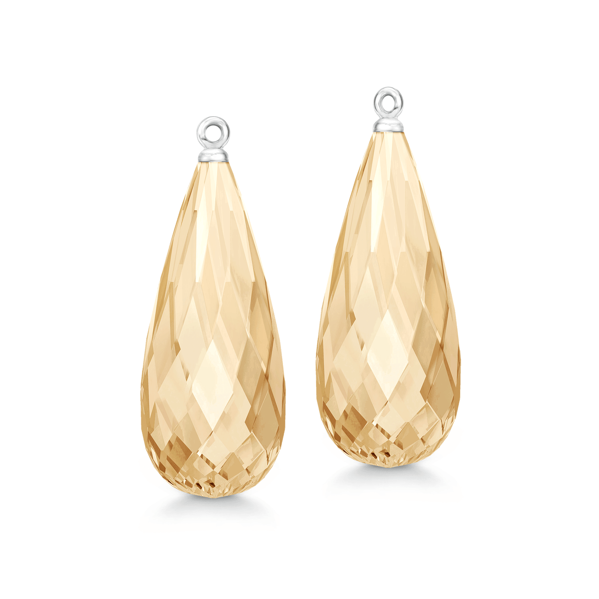 Briolette Ear Pendants i Champagne Quartz og 18K hvitt gull, produktbilde