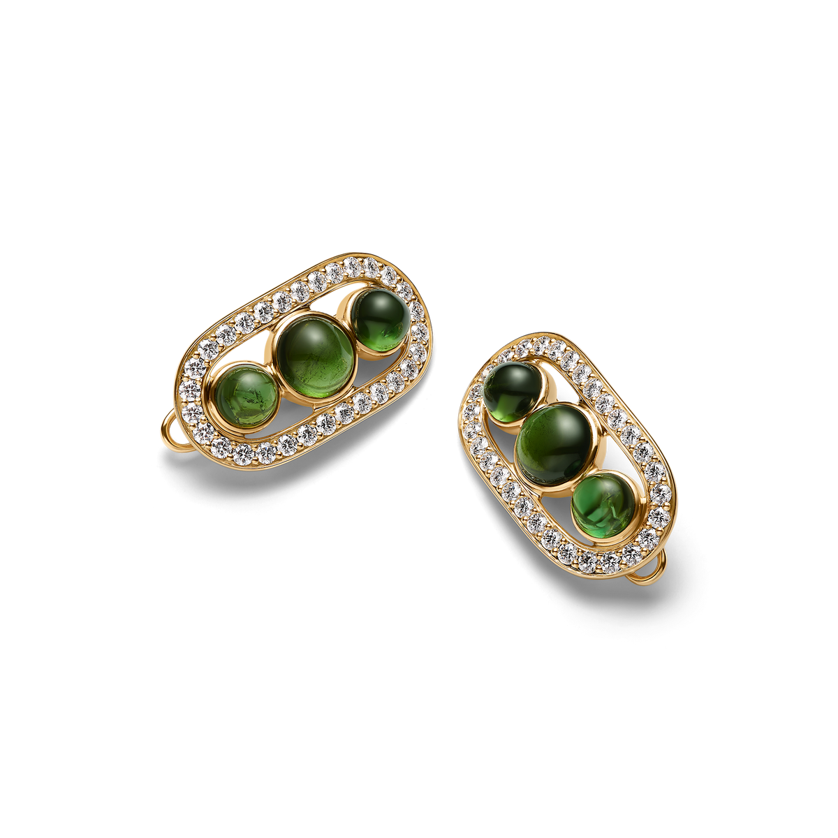 Heritage Hair Clip i gult gull med grønne turmaliner og diamantkant, produktbilde
