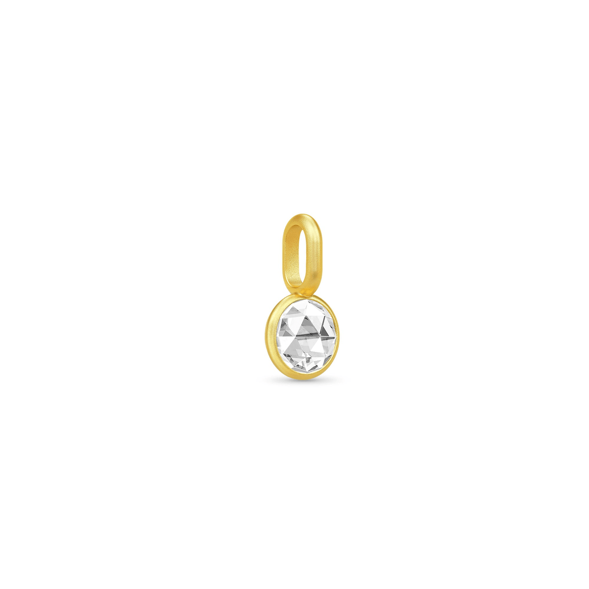 Rosie Pendant, forgylt anheng med rosecut-slipt klar zirkonia, forfra